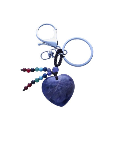 Llavero Corazón Cuarzo Amatista Natural