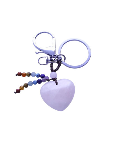 Llavero Corazón Cuarzo Amatista Natural
