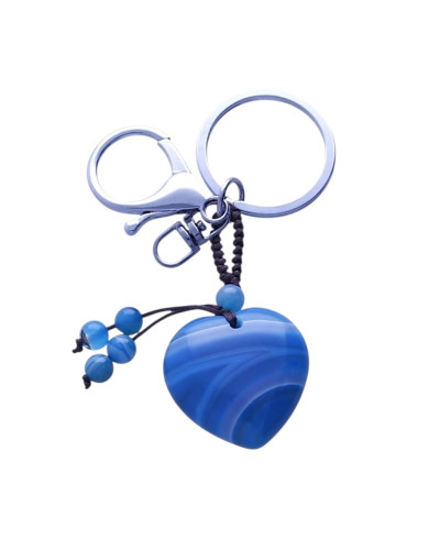 Llavero Corazón Ágata Azul Natural