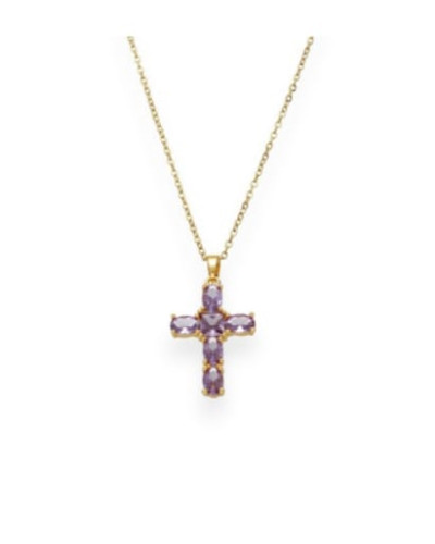 Collar Cruz Cristal Amatista