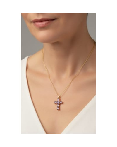 Collar Cruz Cristal Amatista
